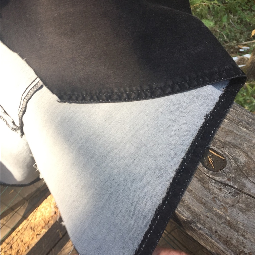 Kreativekristen upcycled stretchy black denim hem boho asymmetric skirt - Picture 13 of 15